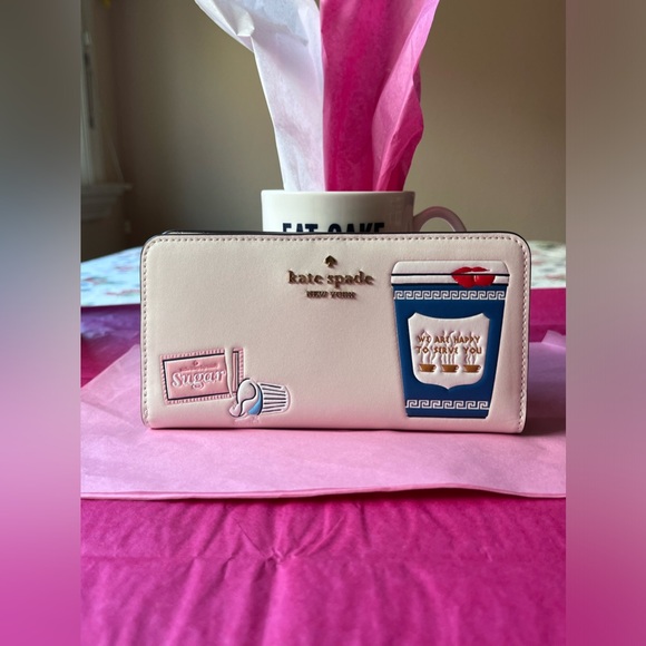 ☕️🍩☕️KATE SPADE COFFEE BREAK LARGE SLIM BIFOLD WALLET BUNDLE ☕️ NWT🍩 ☕️🍩 - Picture 5 of 16